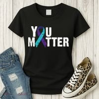 You Matter Purple Teal Ribbon Suicide Prevention Awareness Women's T-Shirt thumb 3
