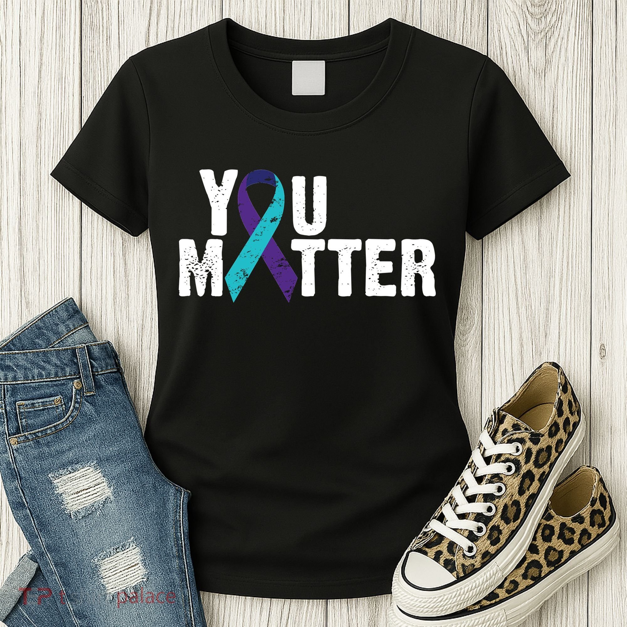 You Matter Purple Teal Ribbon Suicide Prevention Awareness Women's T-Shirt