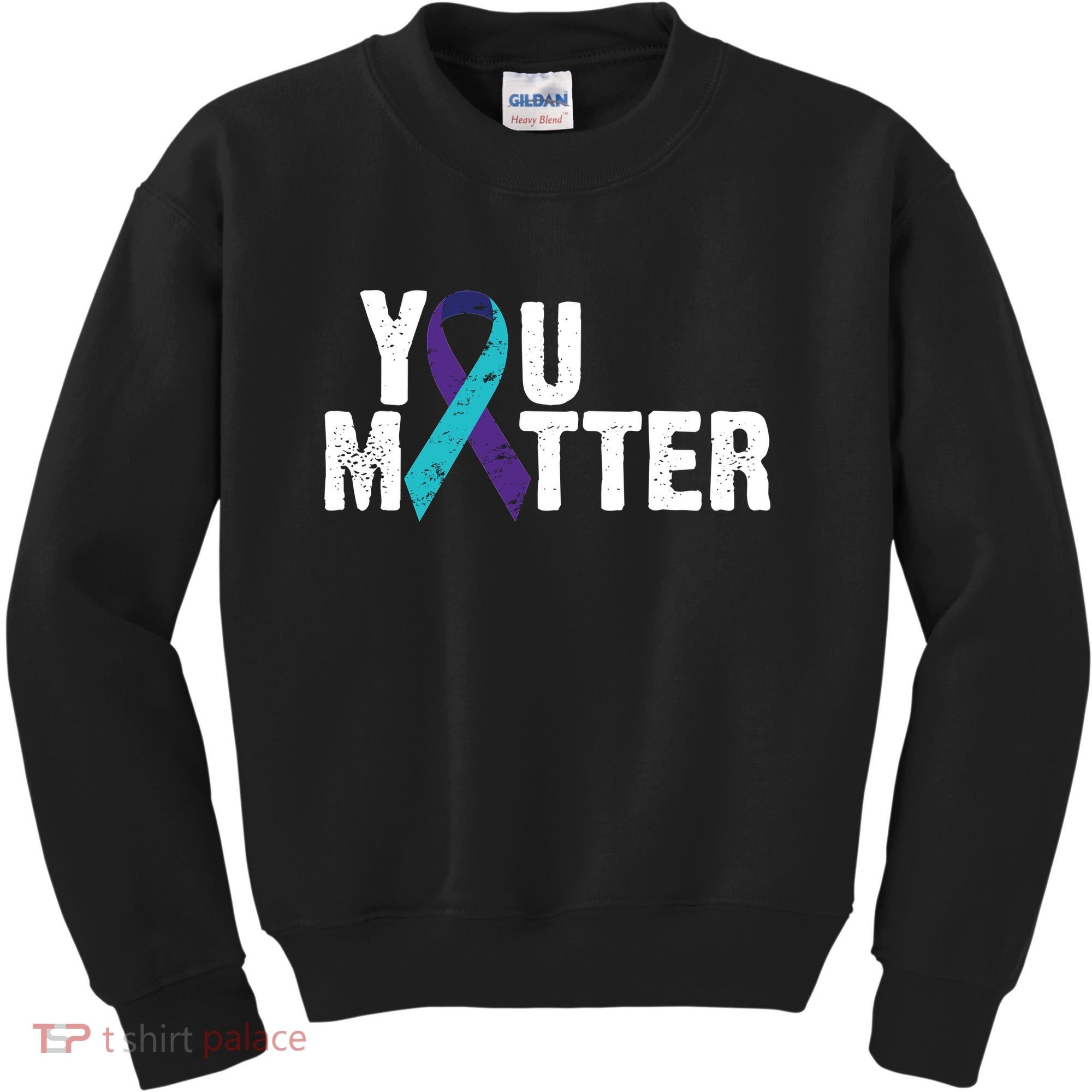 You Matter Purple Teal Ribbon Suicide Prevention Awareness Kids Sweatshirt