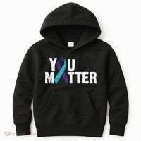 You Matter Purple Teal Ribbon Suicide Prevention Awareness Kids Hoodie thumb 0