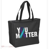 You Matter Purple Teal Ribbon Suicide Prevention Awareness Tote Bag thumb 2