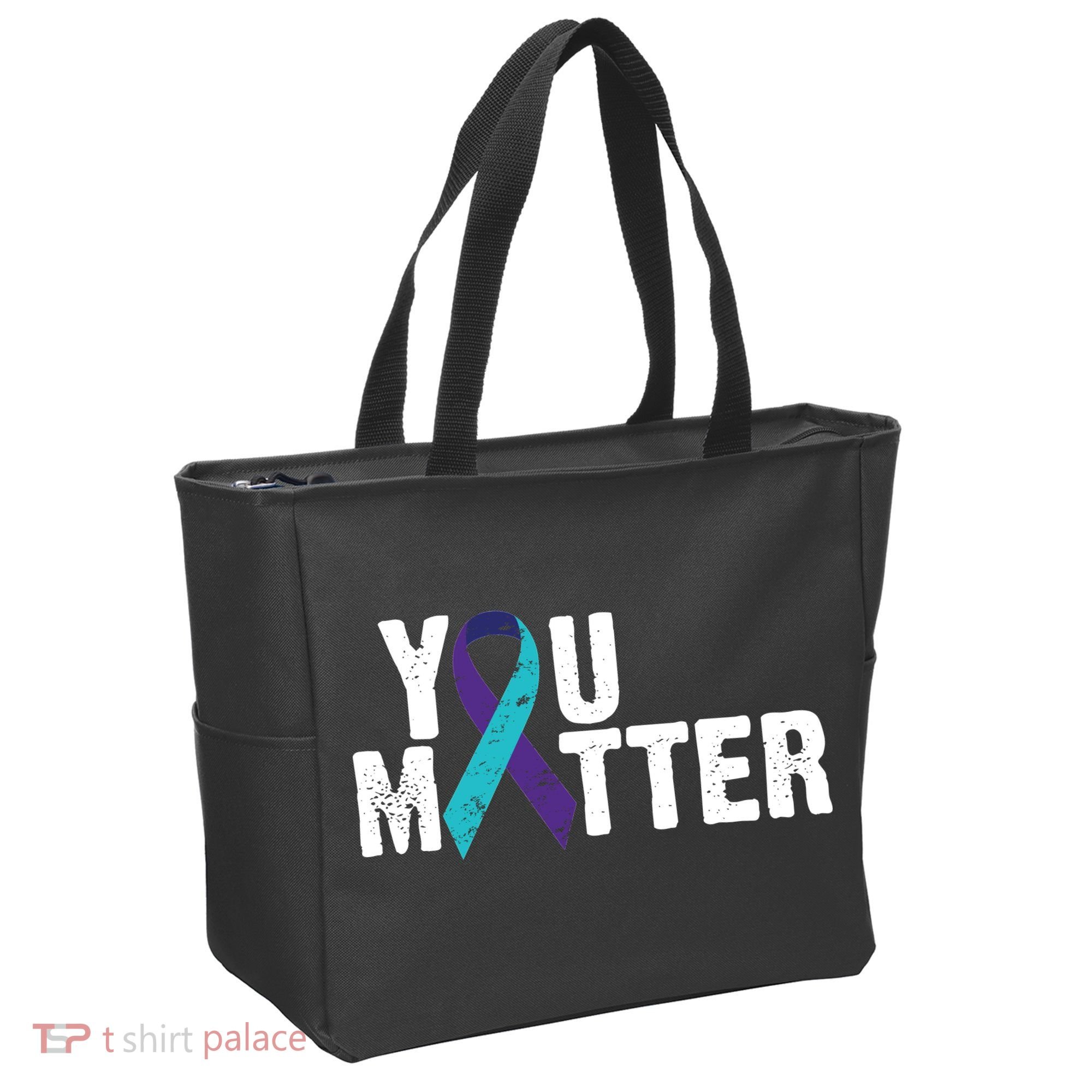 You Matter Purple Teal Ribbon Suicide Prevention Awareness Tote Bag