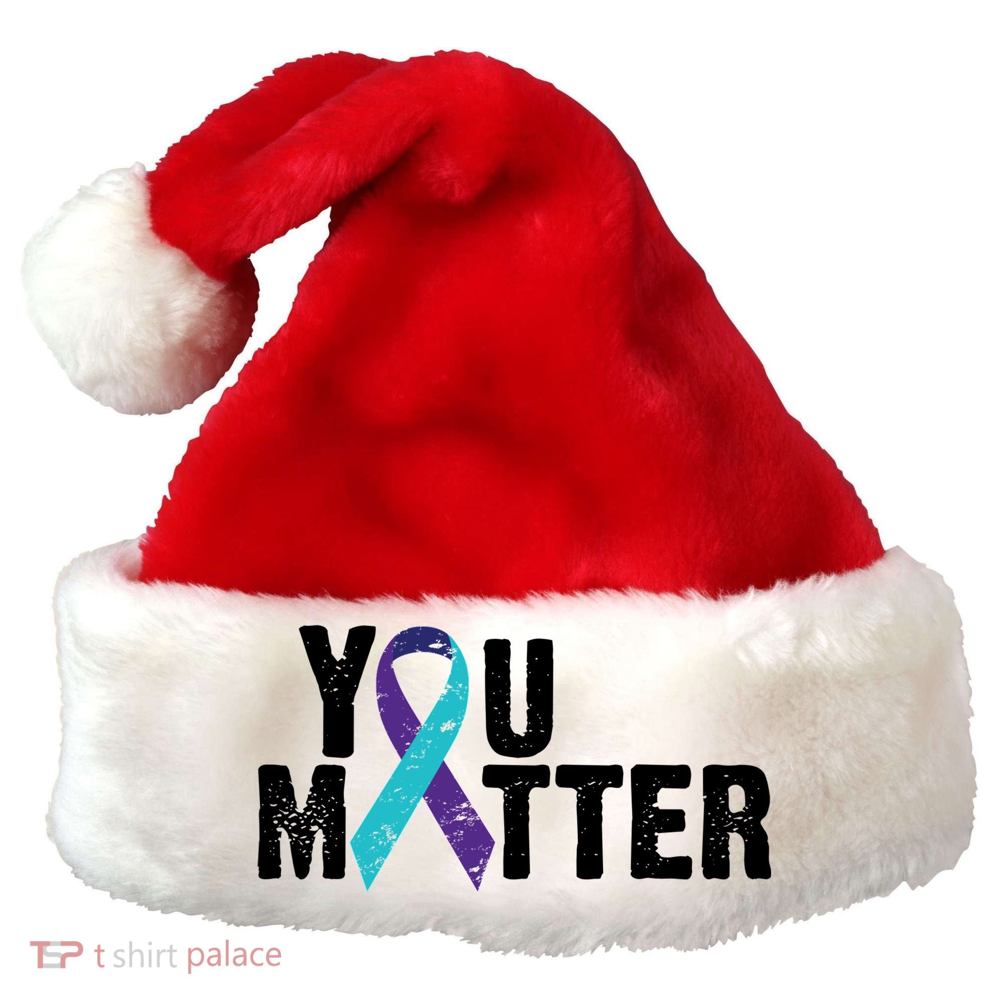 You Matter Purple Teal Ribbon Suicide Prevention Awareness Santa Hat