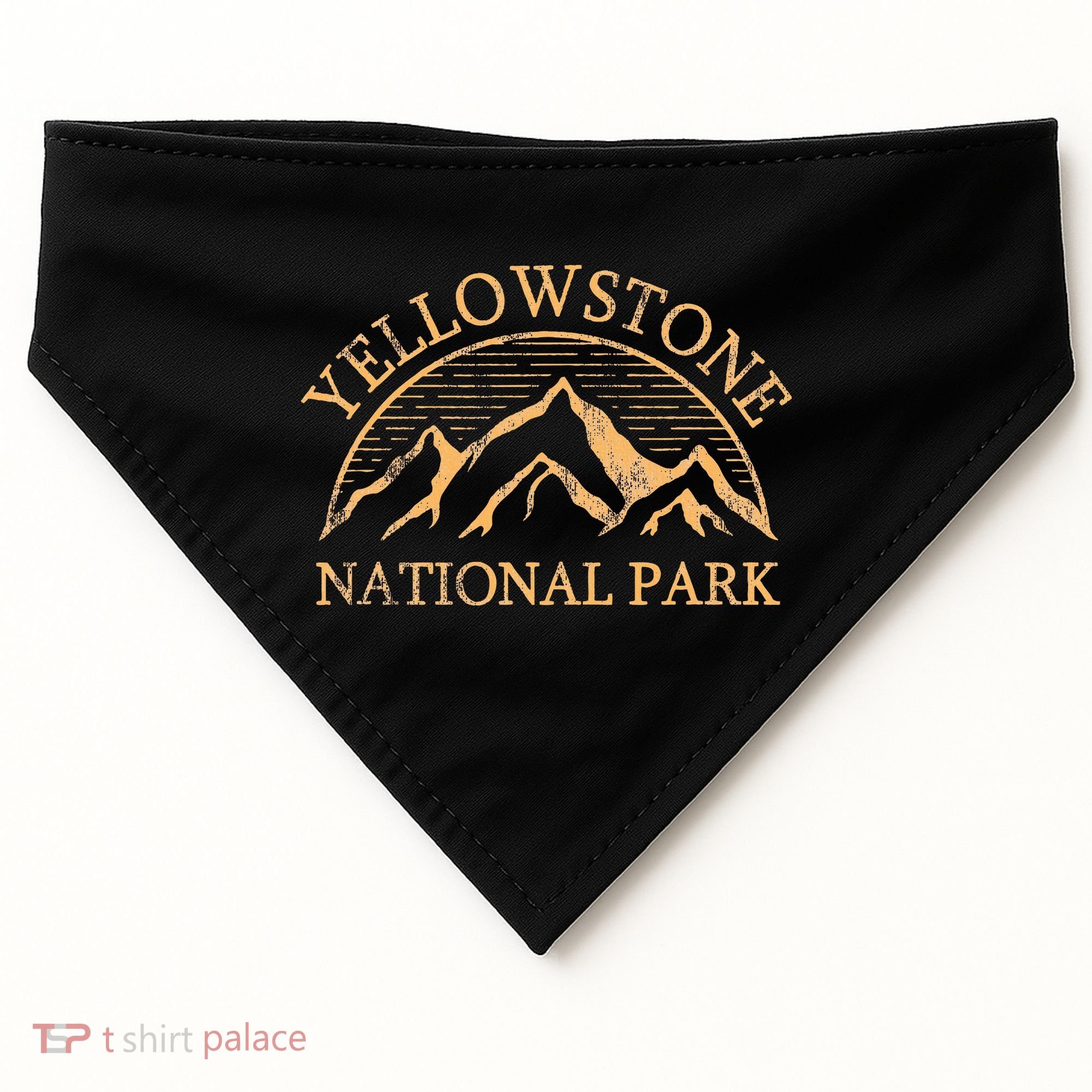 Yellowstone Mountain Retro National Park Souvenir USA-Made Doggie Bandana