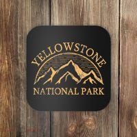 Yellowstone Mountain Retro National Park Souvenir Coaster thumb 0