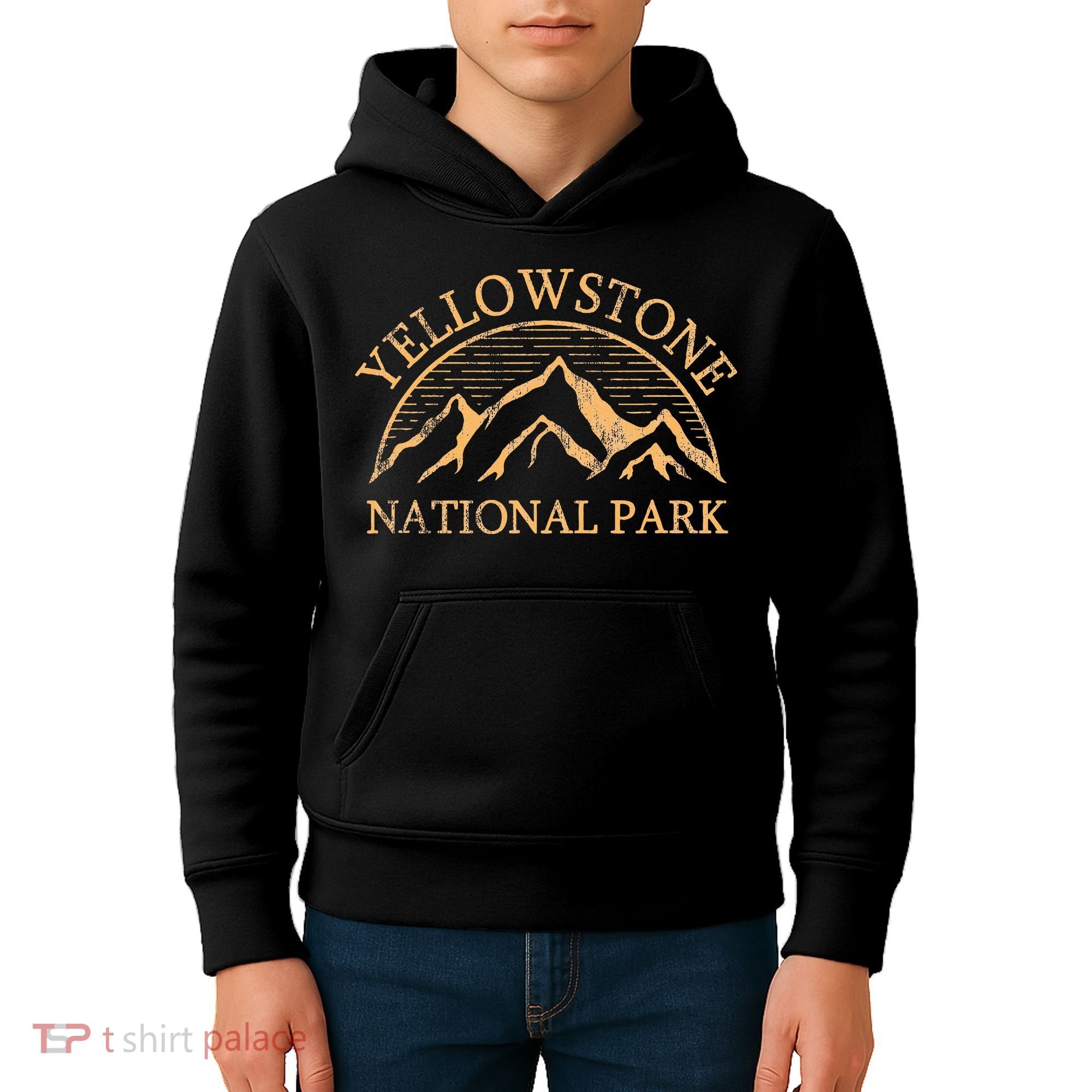 Yellowstone Mountain Retro National Park Souvenir Kids Hoodie