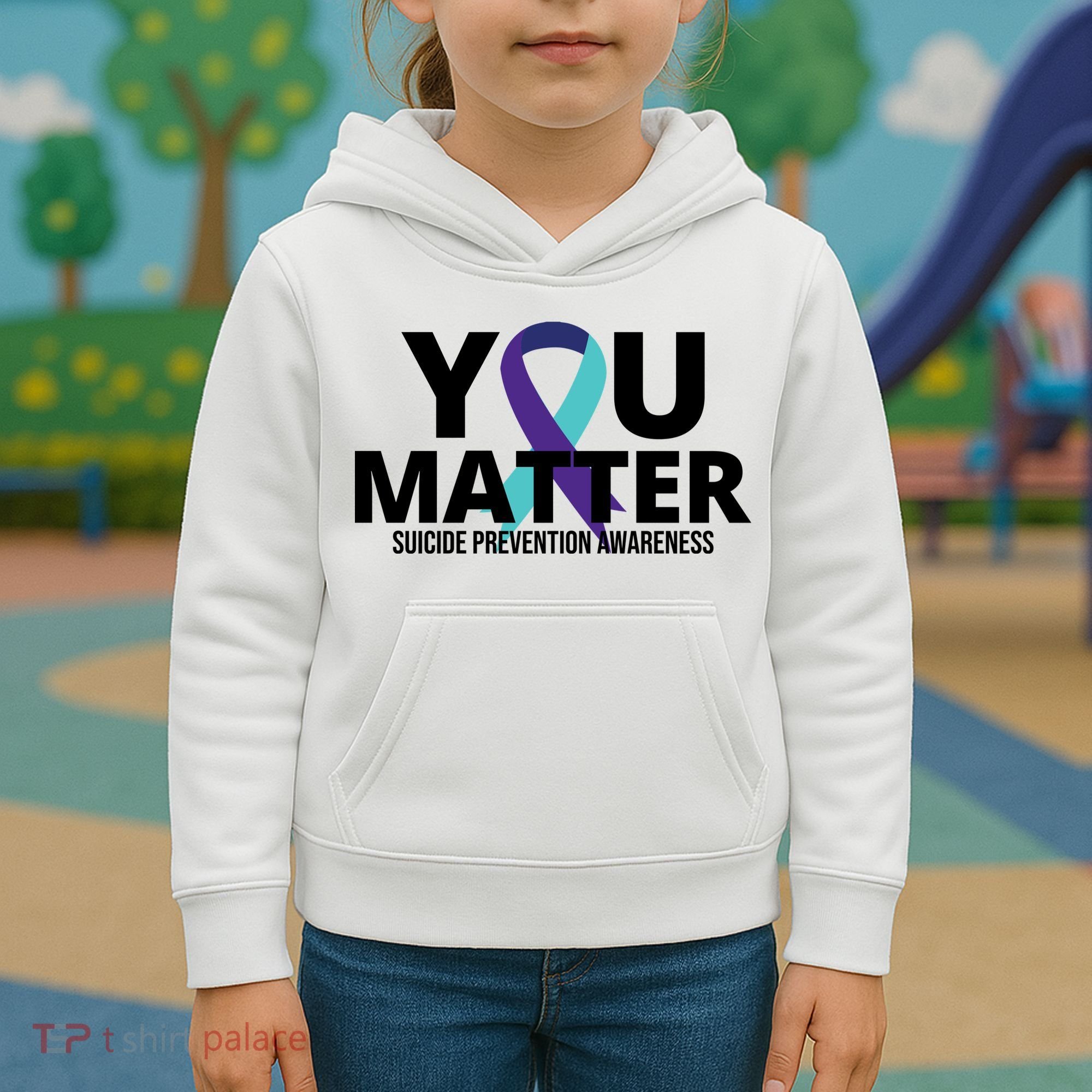 You Matter Suicide Prevention Awareness Ribbon Kids Hoodie
