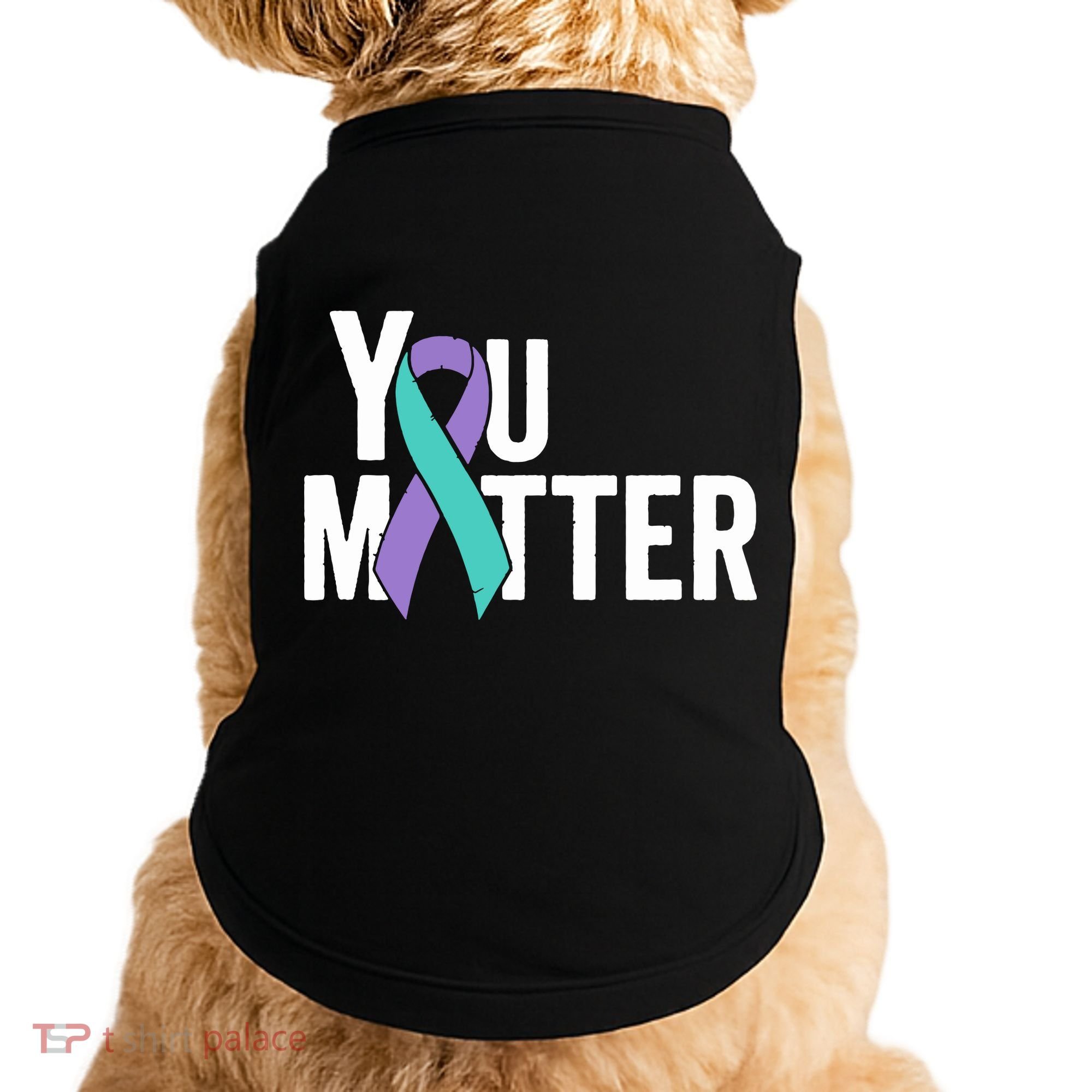 You Matter Suicide Prevention Teal Purple Awareness Ribbon Doggie Tank