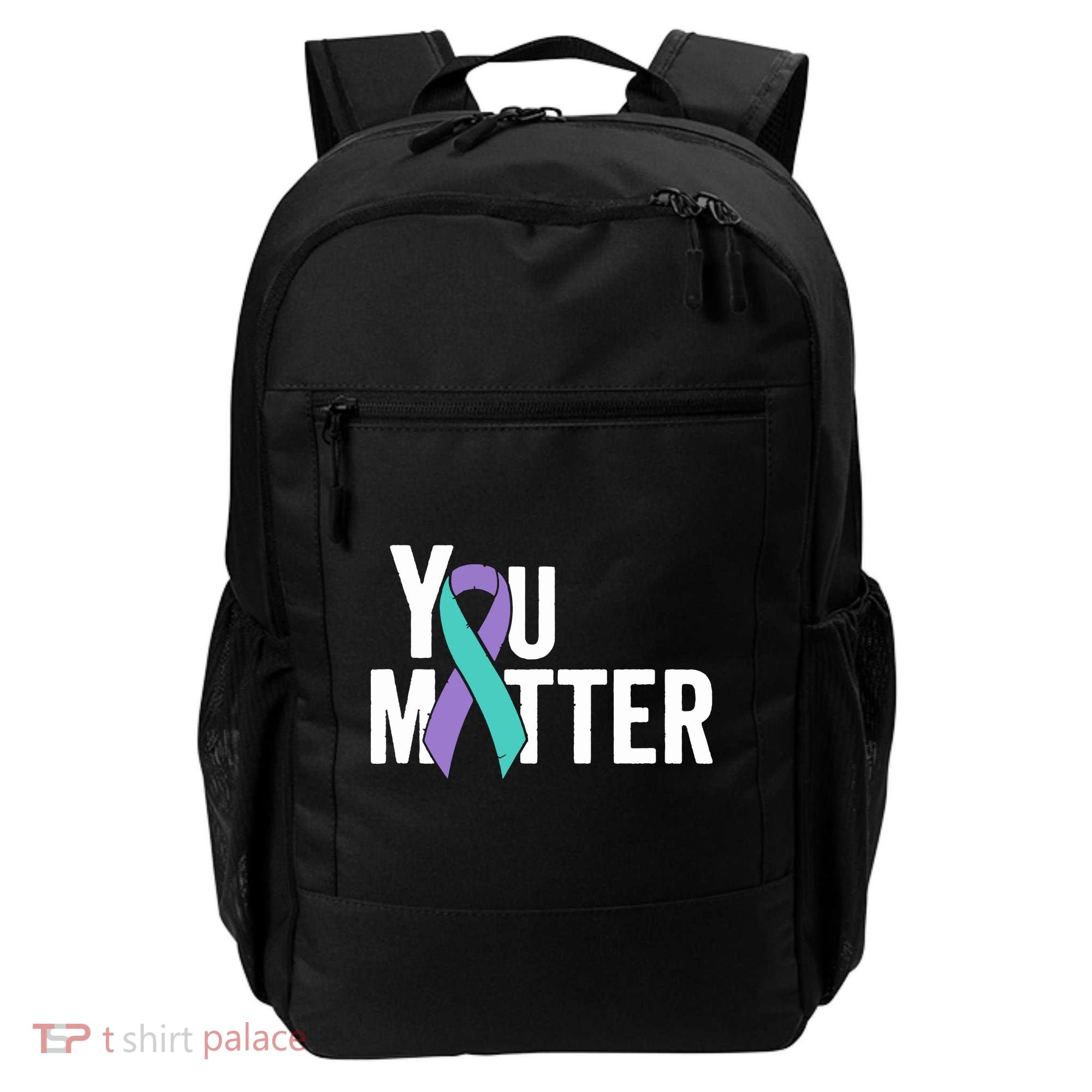 You Matter Suicide Prevention Teal Purple Awareness Ribbon Backpack