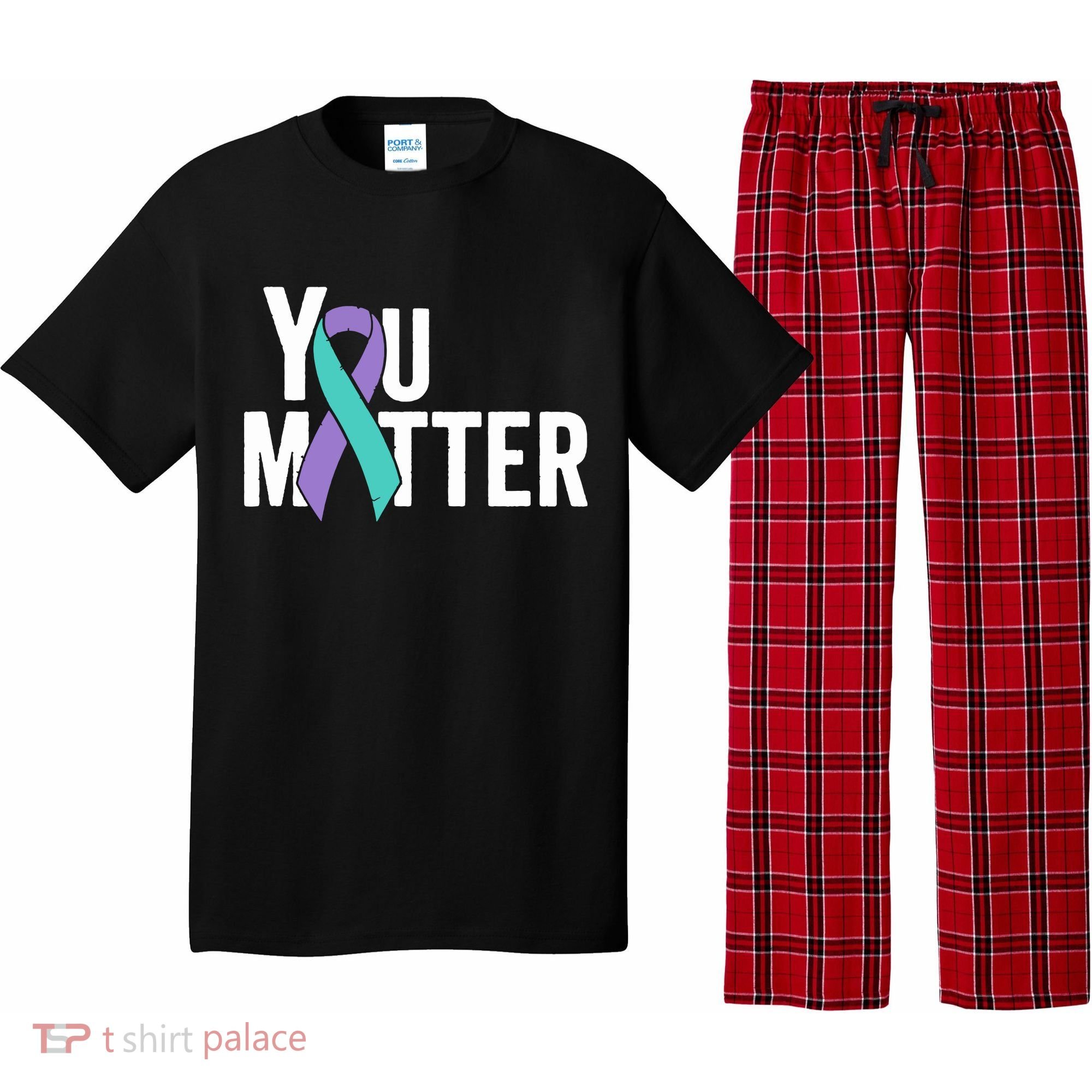 You Matter Suicide Prevention Teal Purple Awareness Ribbon Pajama Set