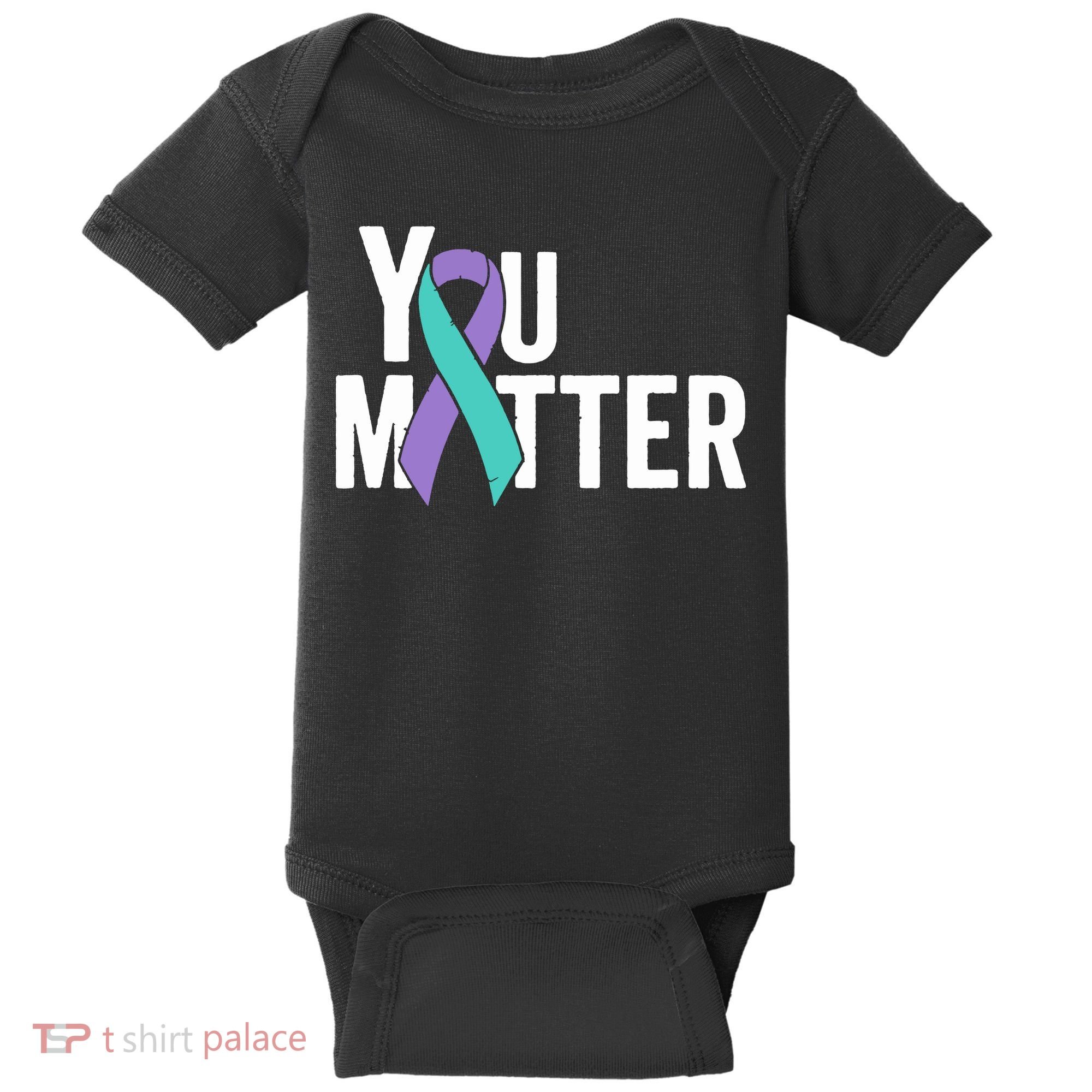 You Matter Suicide Prevention Teal Purple Awareness Ribbon Baby Bodysuit