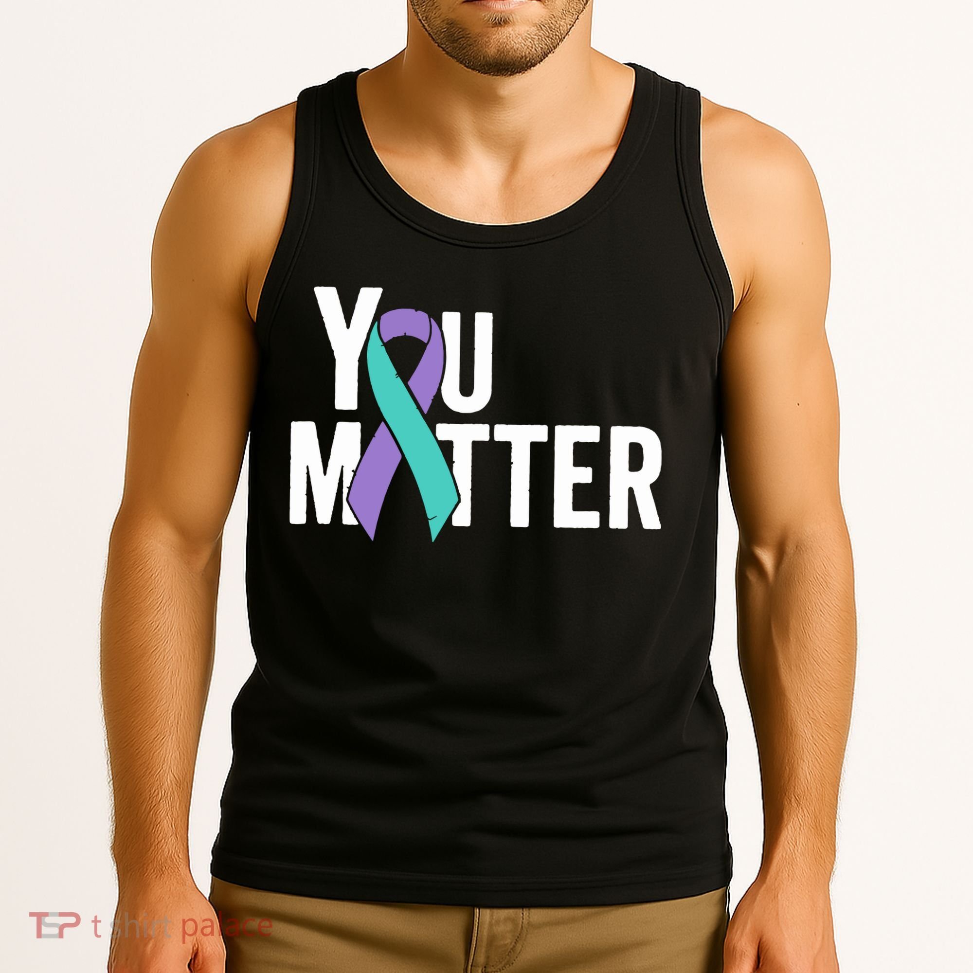 You Matter Suicide Prevention Teal Purple Awareness Ribbon Tank Top