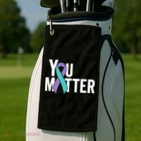 You Matter Suicide Prevention Teal Purple Awareness Ribbon Golf Towel thumb 2