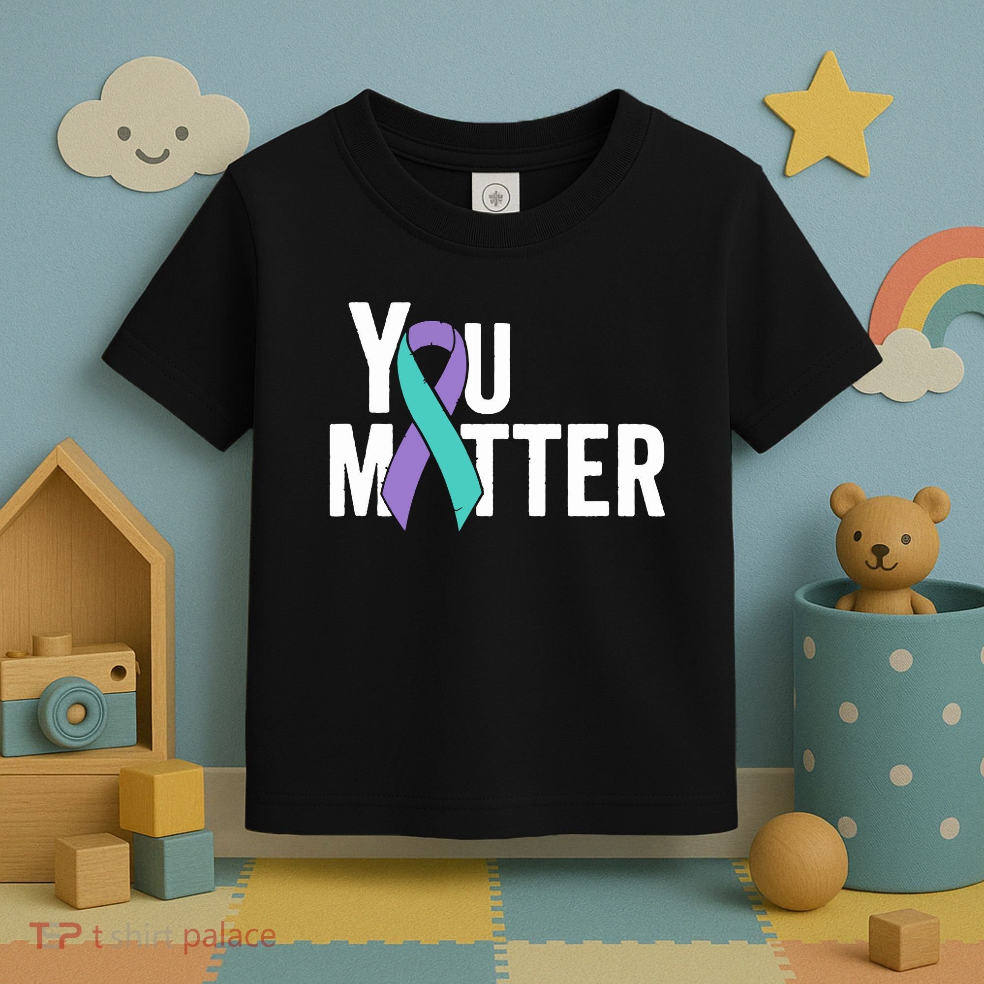 You Matter Suicide Prevention Teal Purple Awareness Ribbon Toddler T-Shirt