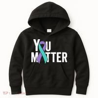 You Matter Suicide Prevention Teal Purple Awareness Ribbon Kids Hoodie thumb 0