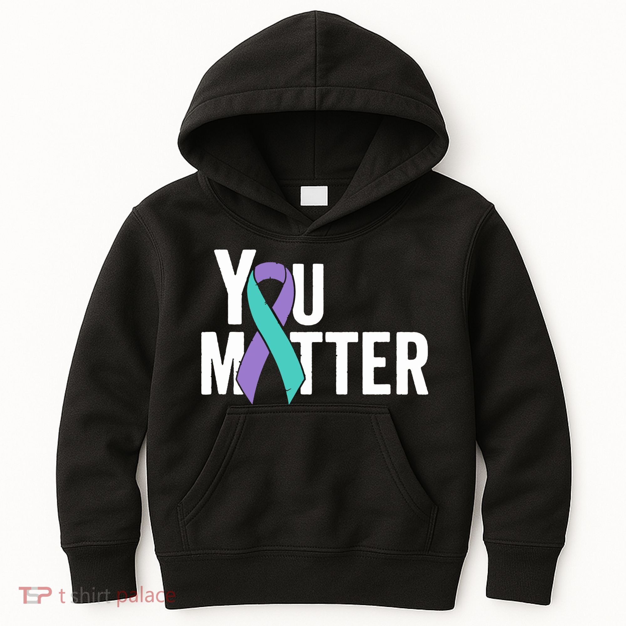 You Matter Suicide Prevention Teal Purple Awareness Ribbon Kids Hoodie