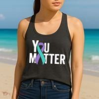 You Matter Suicide Prevention Teal Purple Awareness Ribbon Women's Tank Top thumb 2