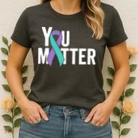 You Matter Suicide Prevention Teal Purple Awareness Ribbon Women's T-Shirt thumb 2