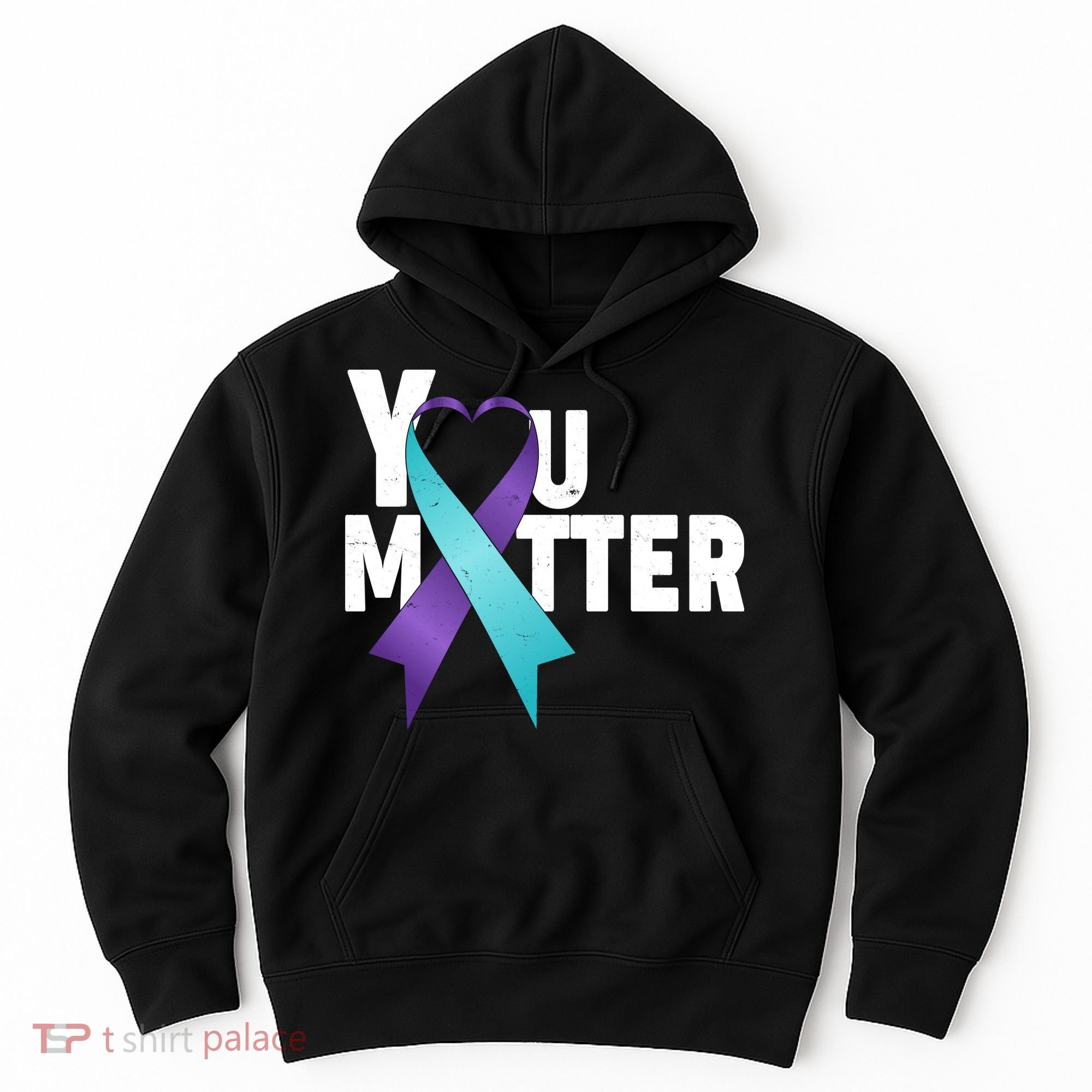 You Matter Suicide Prevention Awareness Teal Purple Heart Ribbon Hoodie