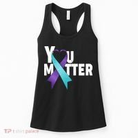 You Matter Suicide Prevention Awareness Teal Purple Heart Ribbon Women's Tank Top thumb 0