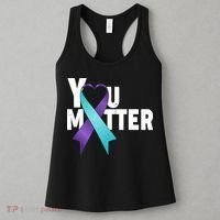You Matter Suicide Prevention Awareness Teal Purple Heart Ribbon Women's Tank Top thumb 3