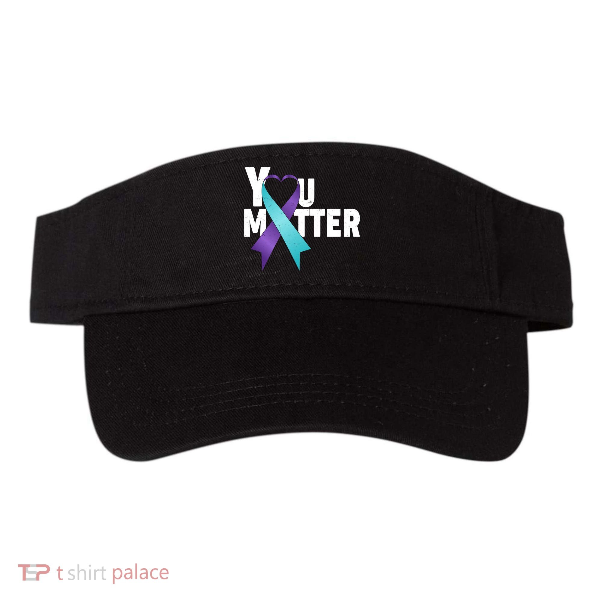 You Matter Suicide Prevention Awareness Teal Purple Heart Ribbon Visor