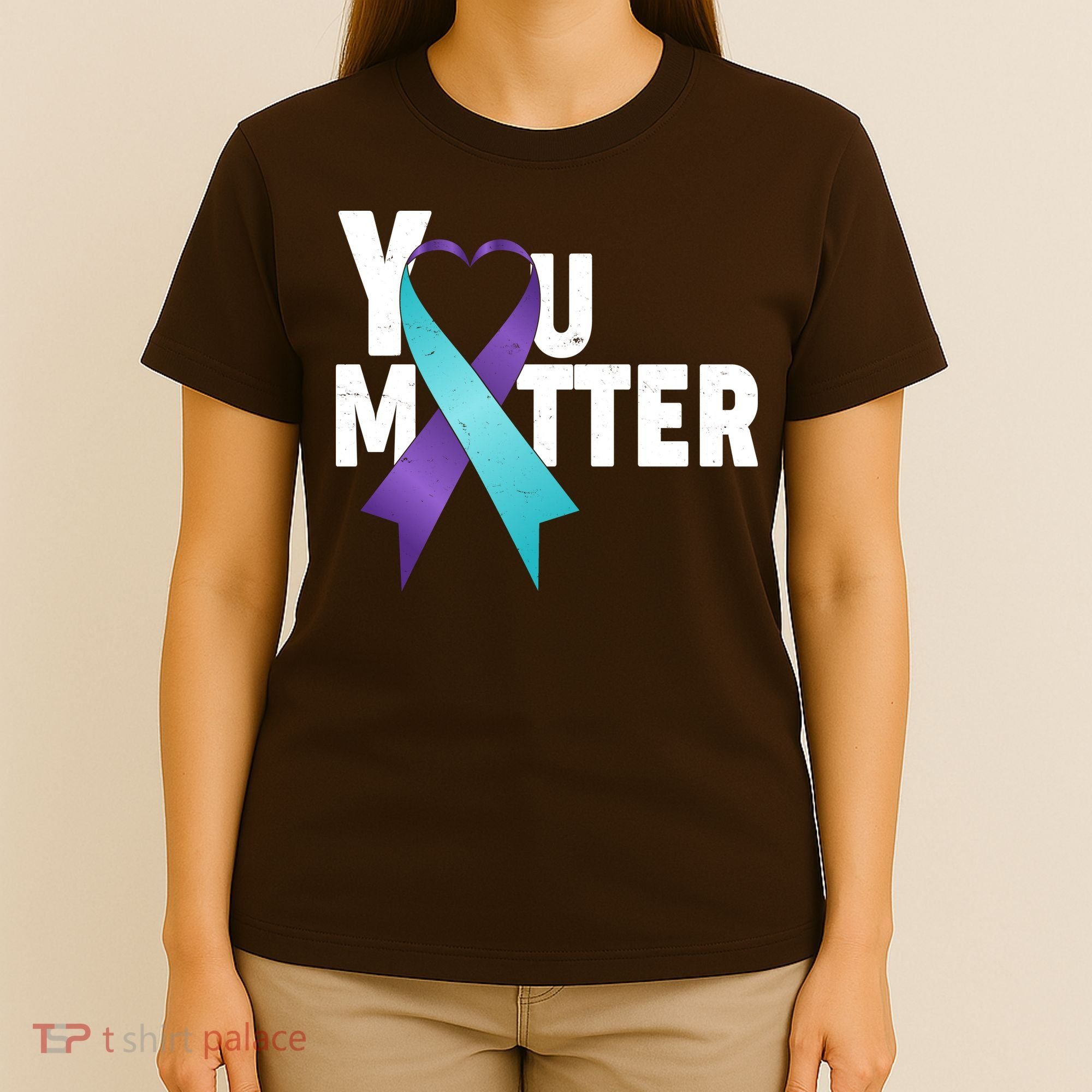 You Matter Suicide Prevention Awareness Teal Purple Heart Ribbon T-Shirt