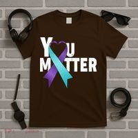 You Matter Suicide Prevention Awareness Teal Purple Heart Ribbon T-Shirt thumb 5
