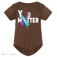 You Matter Suicide Prevention Awareness Teal Purple Heart Ribbon Baby Bodysuit thumb 0