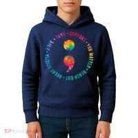 You Matter Semicolon Suicide Prevention Awareness Kids Hoodie thumb 4