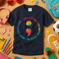 You Matter Semicolon Suicide Prevention Awareness Kids T-Shirt thumb 3