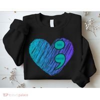 You Matter Semi Colon Heart Suicide Awareness Prevention Sweatshirt thumb 2