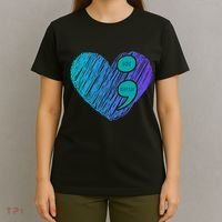 You Matter Semi Colon Heart Suicide Awareness Prevention T-Shirt thumb 4
