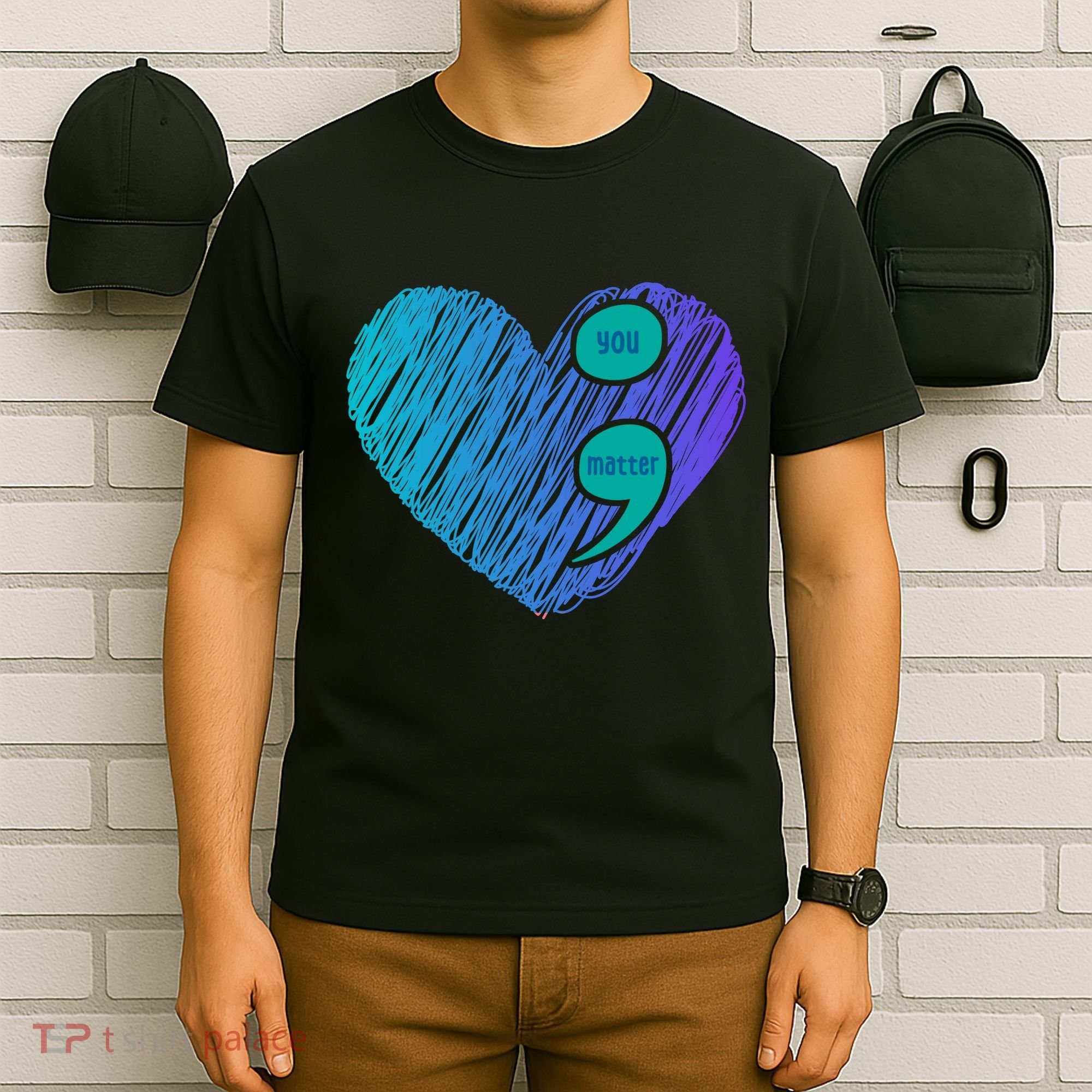 You Matter Semi Colon Heart Suicide Awareness Prevention T-Shirt