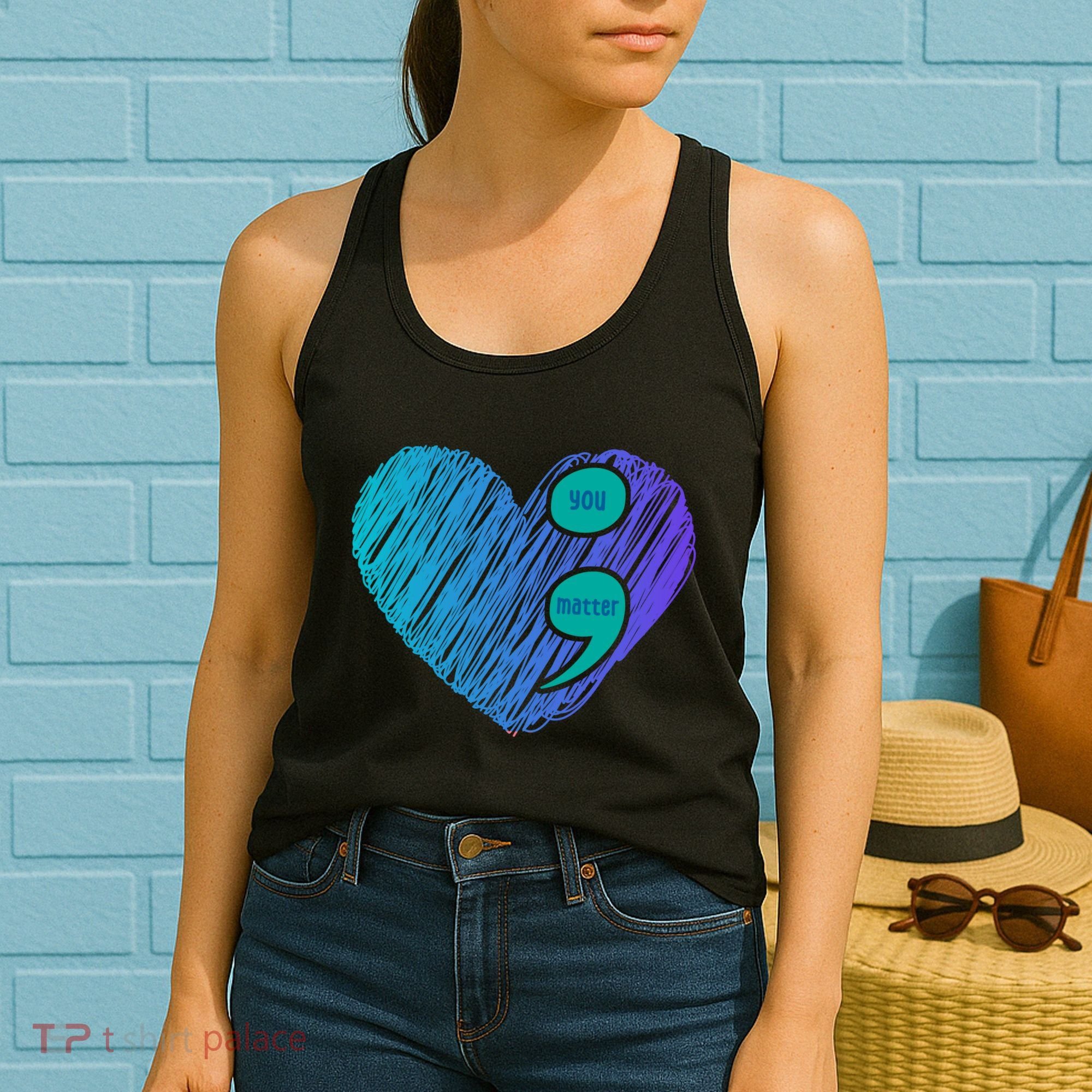 You Matter Semi Colon Heart Suicide Awareness Prevention Women's Tank Top