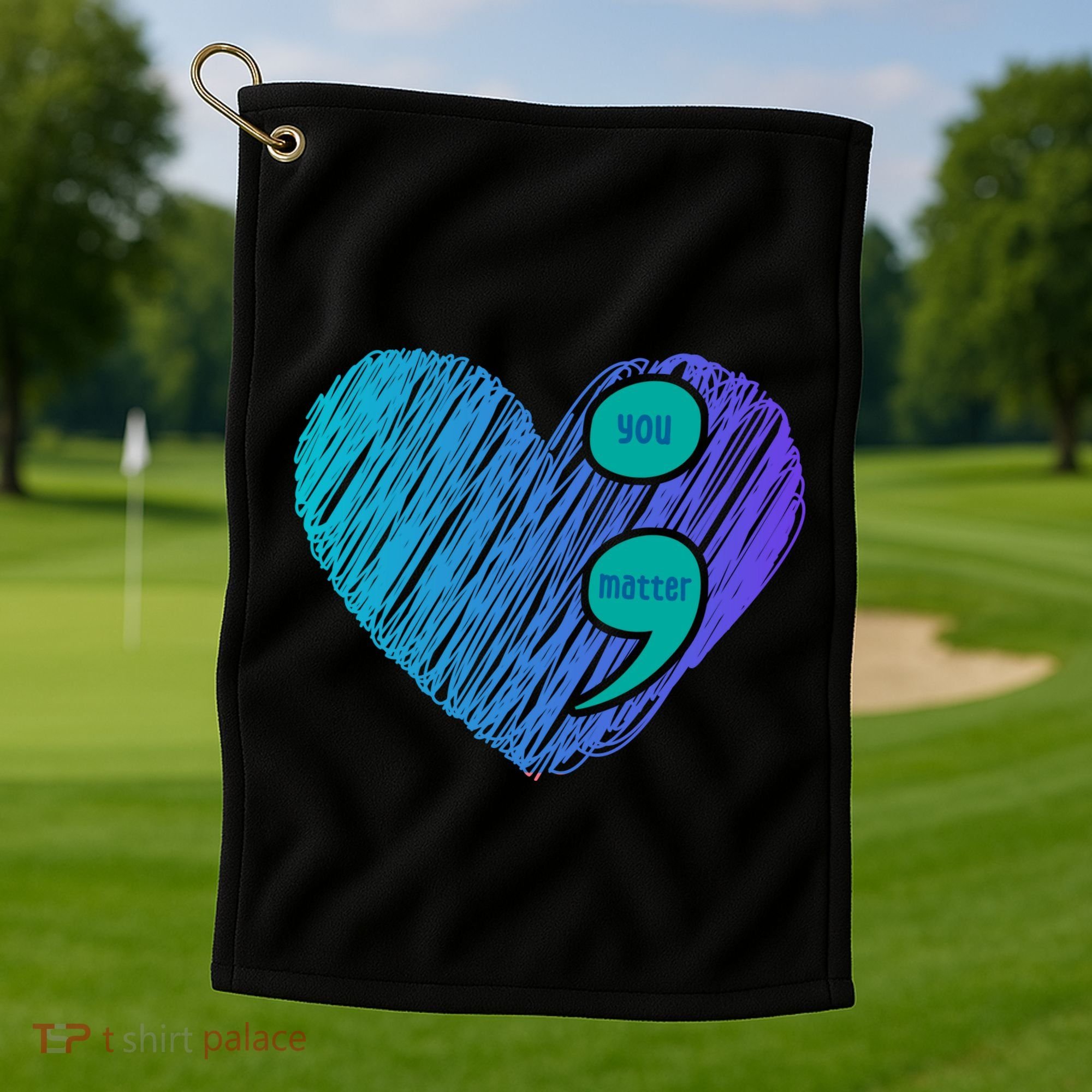 You Matter Semi Colon Heart Suicide Awareness Prevention Golf Towel