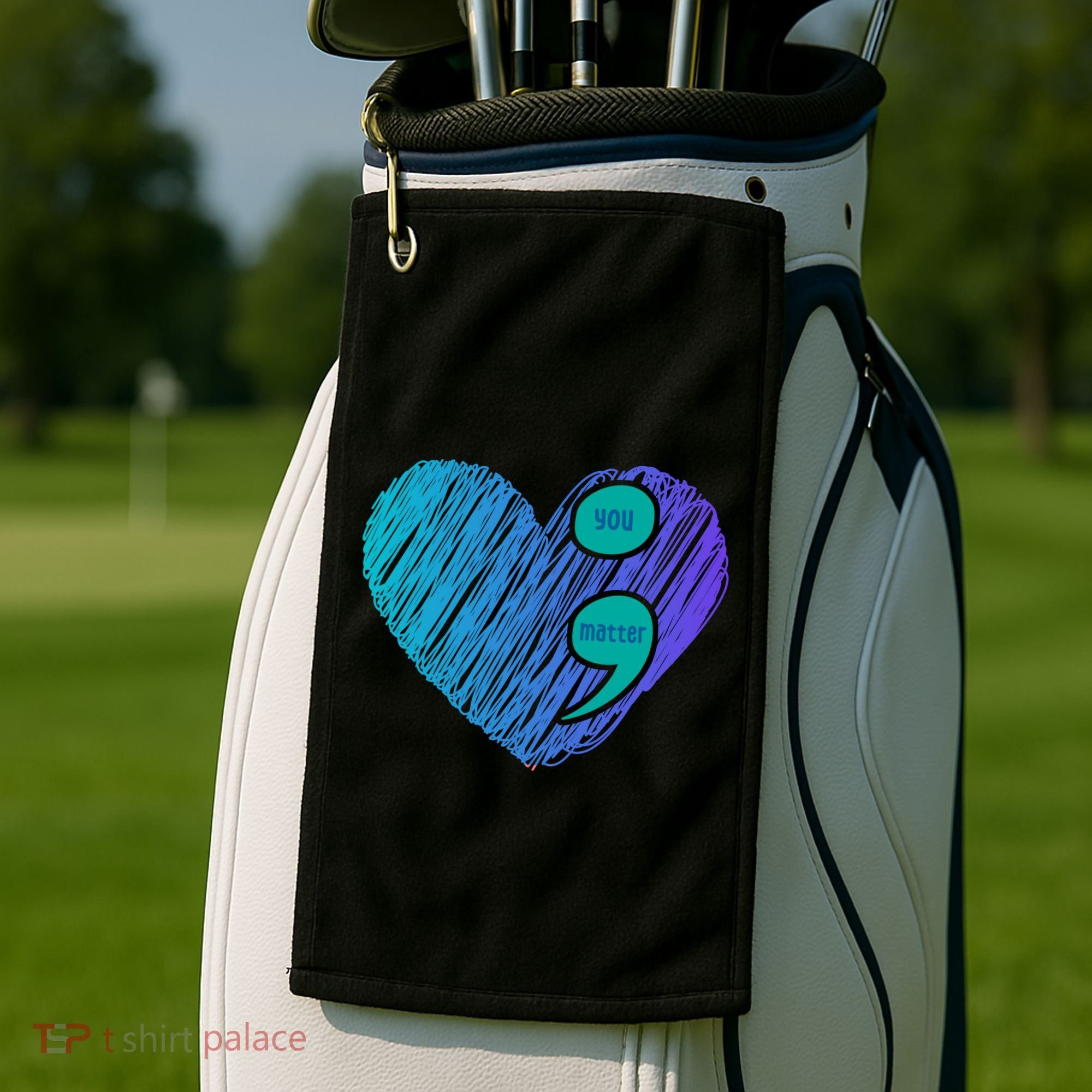 You Matter Semi Colon Heart Suicide Awareness Prevention Golf Towel