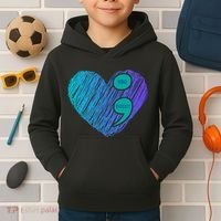You Matter Semi Colon Heart Suicide Awareness Prevention Kids Hoodie thumb 2