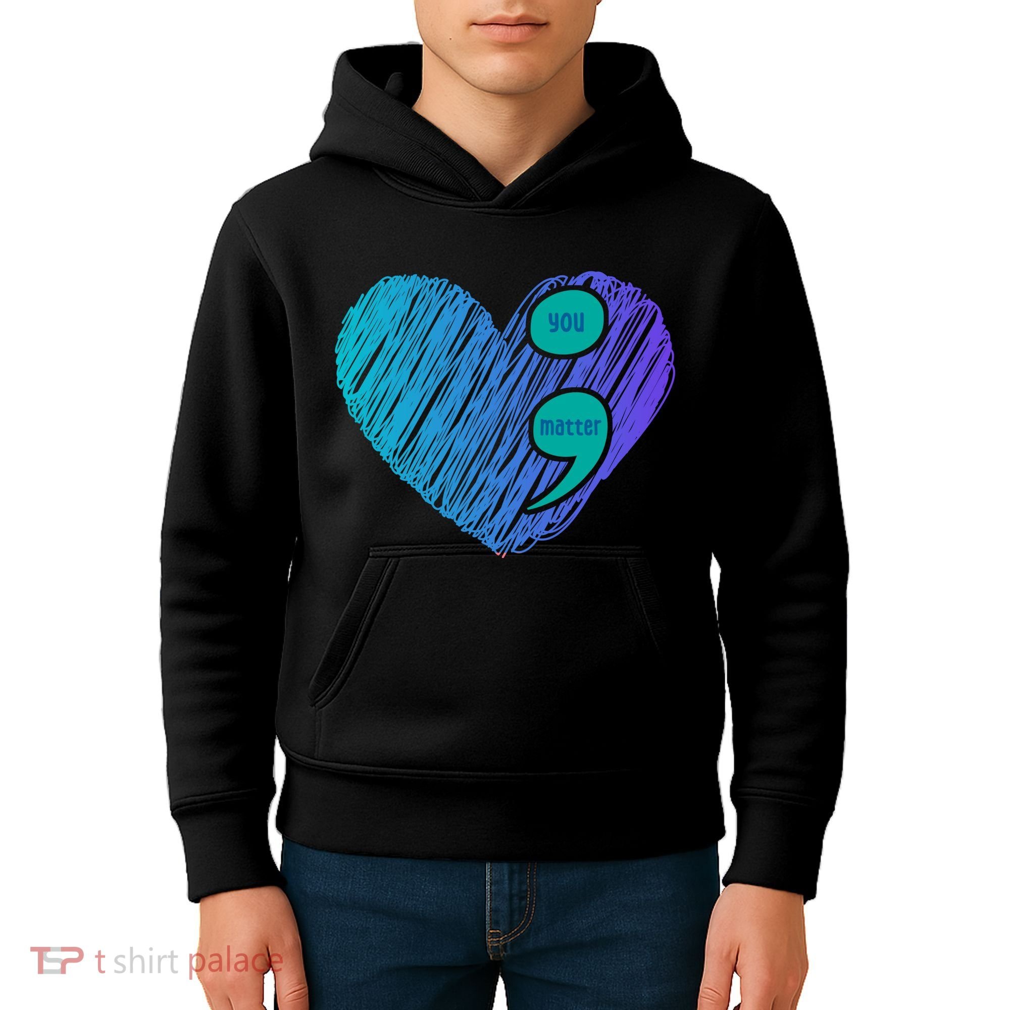 You Matter Semi Colon Heart Suicide Awareness Prevention Kids Hoodie