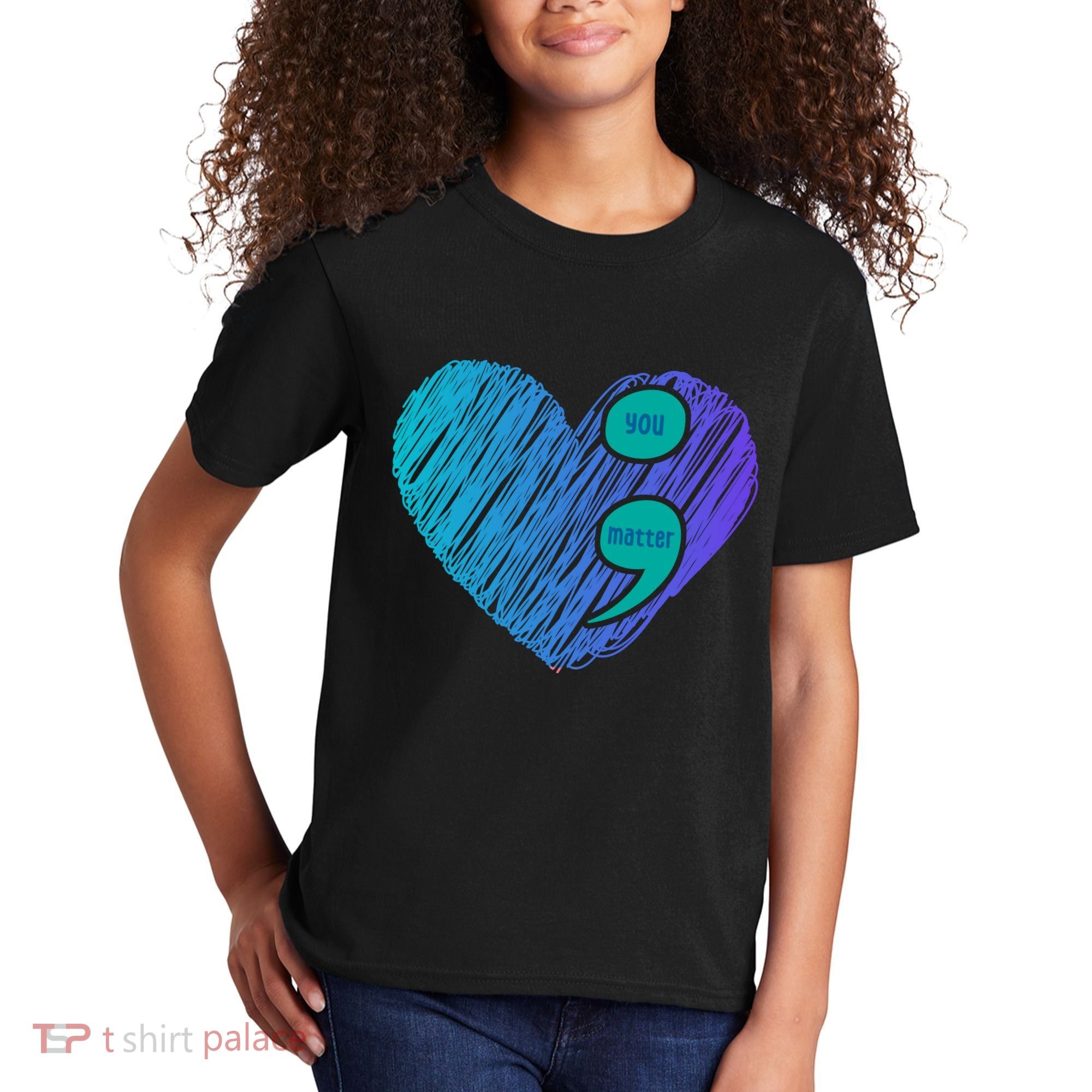 You Matter Semi Colon Heart Suicide Awareness Prevention Kids T-Shirt