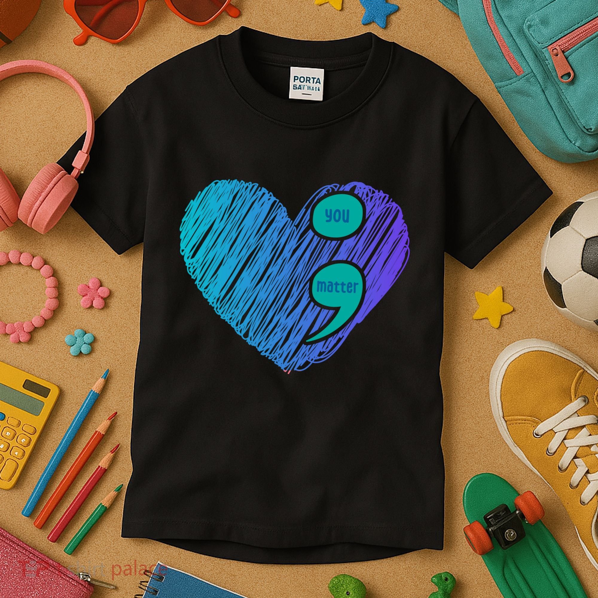 You Matter Semi Colon Heart Suicide Awareness Prevention Kids T-Shirt