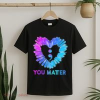You Matter Suicide Prevention Awareness Teal Purple Heart T-Shirt thumb 2