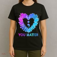 You Matter Suicide Prevention Awareness Teal Purple Heart T-Shirt thumb 4