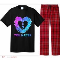 You Matter Suicide Prevention Awareness Teal Purple Heart Pajama Set thumb 0