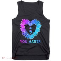 You Matter Suicide Prevention Awareness Teal Purple Heart Tank Top thumb 0