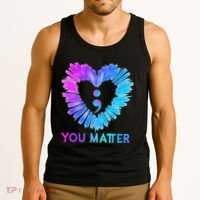 You Matter Suicide Prevention Awareness Teal Purple Heart Tank Top thumb 3