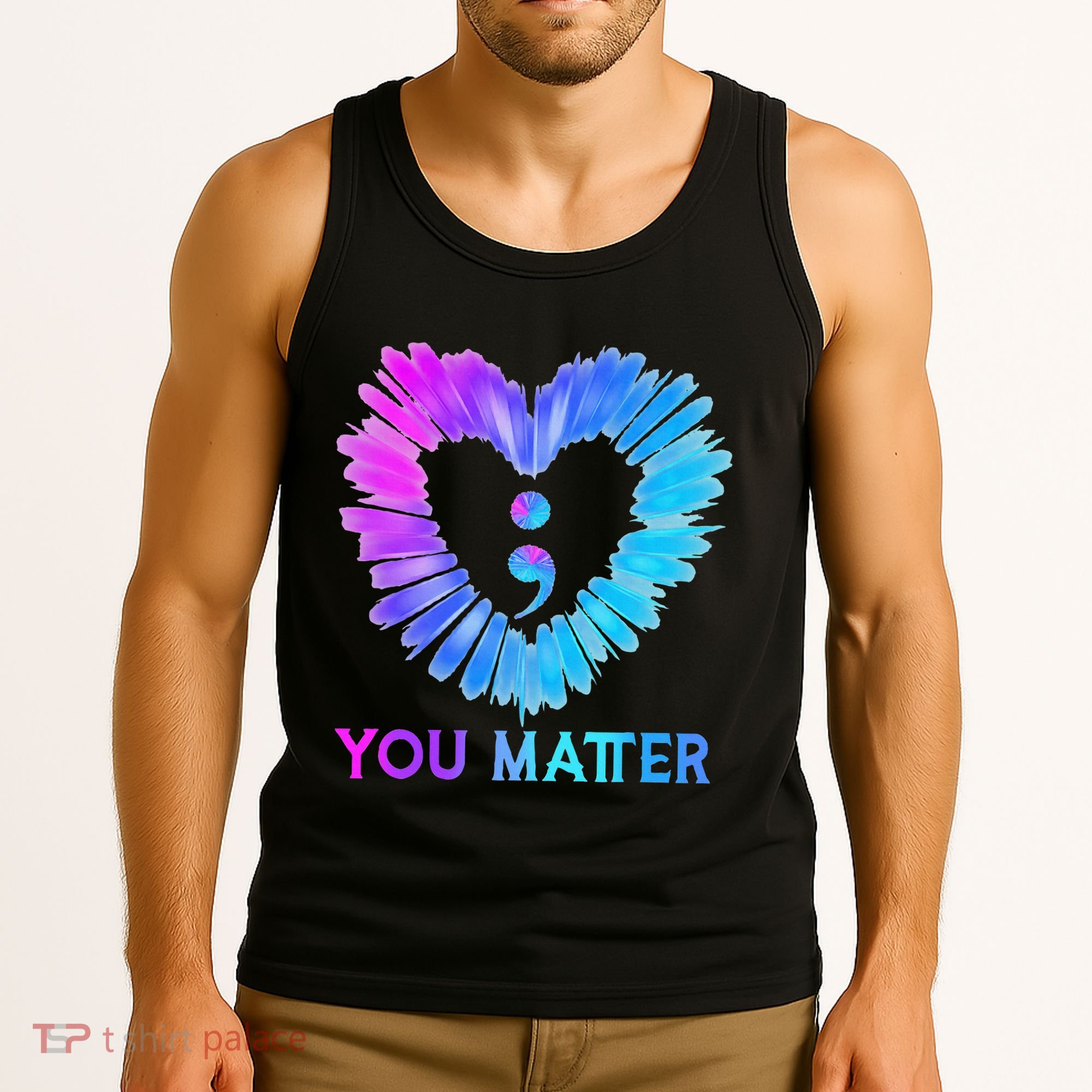 You Matter Suicide Prevention Awareness Teal Purple Heart Tank Top