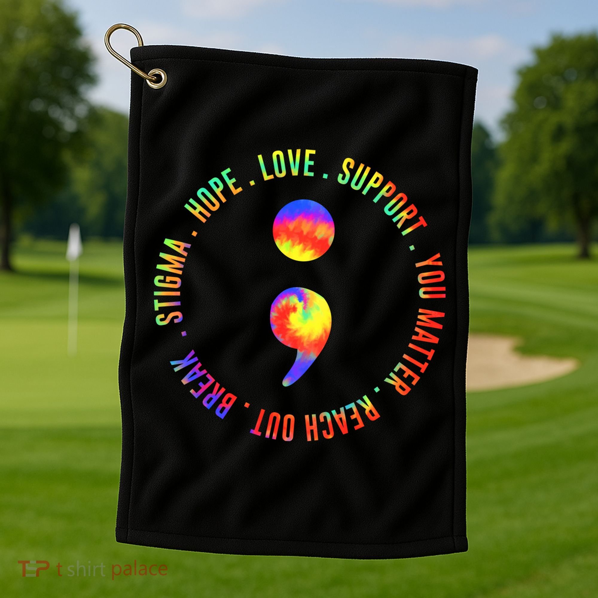 You Matter Semicolon Suicide Prevention Awareness Golf Towel