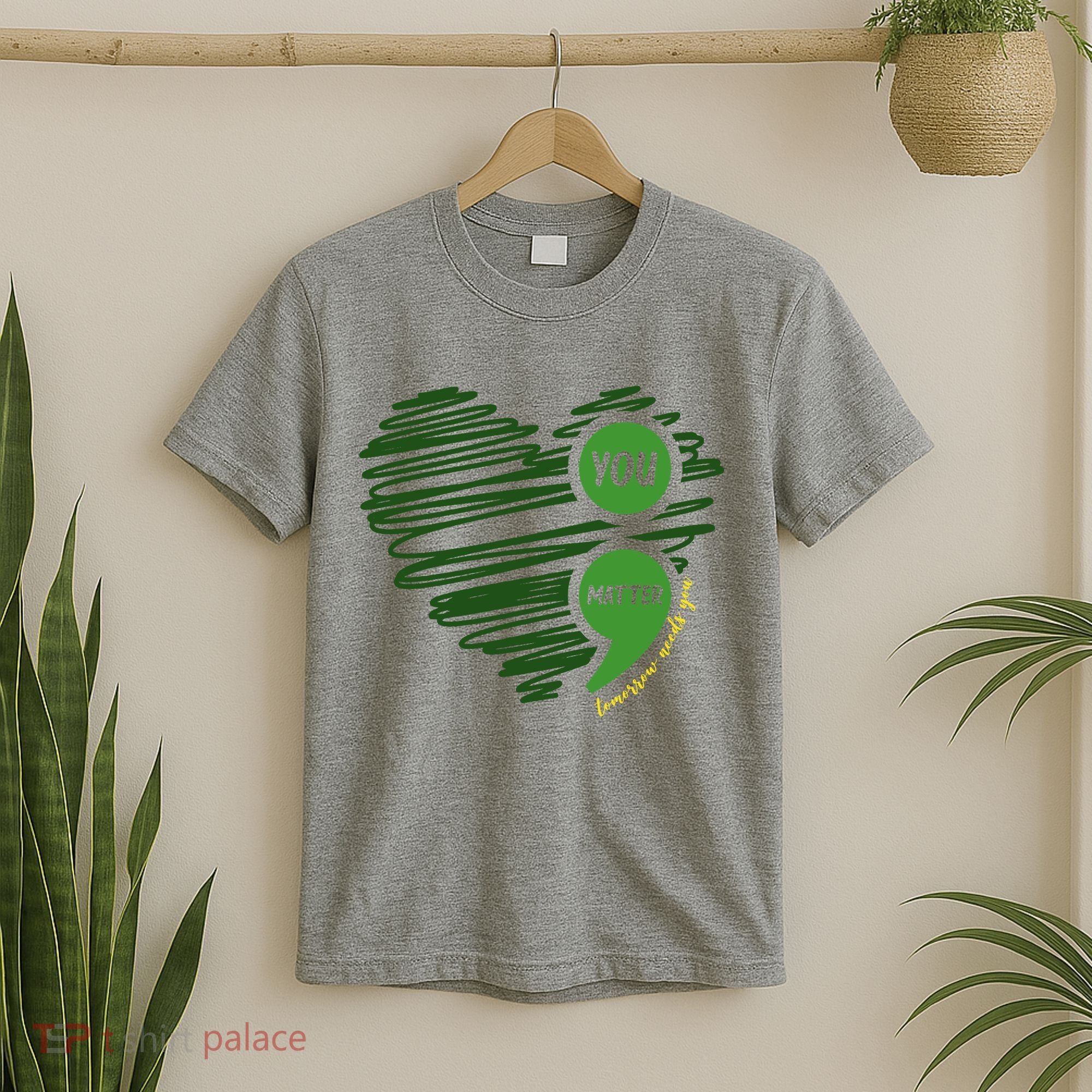 You Matter Semicolon Heart Mental Health Awareness T-Shirt