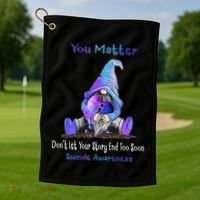 You Matter Suicide Prevention Teal Purple Awareness Heart Gift Golf Towel thumb 1